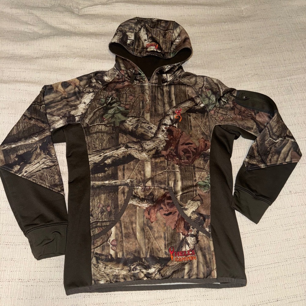 Browning Mens Hells Canyon Camo Hoodie Mossy Oak Break-Up Infinity Small 301-586